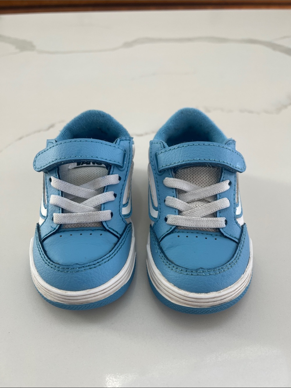 Vans Kids Blue and White Velcro Sneakers
